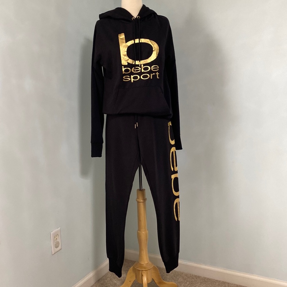 Bebe Black jogger set sweatshirt pants